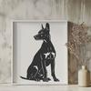 A sitting Doberman Pinscher dog breed in vector format.