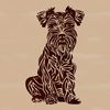 Miniature Dog Breed Vector Illustration A small breed dog, sitting on its hind legs, represented in detailed vector art.