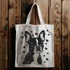Stylized Vector Art of a Happy Boston Terrier Face A stylized illustration of a Boston Terrier's head, created in vector format with love hearts surrounding the animal.