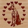 Loveable Great Dane Silhouette A sitting Great Dane dog with heart symbols in the background.