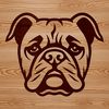 Stylized Bulldog Portrait A simple vector design featuring a stylized portrait of a bulldog dog.