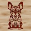 A stylized illustration of a sitting Boston Terrier, suitable for vector design.