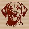 A detailed illustration of a friendly Labrador Retriever's head with intricate features.
