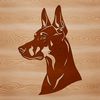 Beautiful Dog Breed Portrait Vector A detailed digital illustration of a Doberman Pinscher's head with sharp features and distinctive markings.