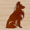 Illustrated portrait of a seated Shetland sheepdog breed dog.