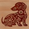 Cute Dachshund in Floral Setting An SVG design featuring a cute and playful Dachshund breed in a decorative setting with flowers and other embellishments.