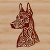 Vector Head Study of a Doberman Pinscher Dog Close-up illustration of a Doberman Pinscher's head, featuring sharp lines and details suitable for vector art.