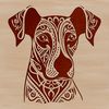 Doberman Pinscher Portrait with Ornate Details A high-quality vector illustration of a Doberman Pinscher's head, designed with precision and detail.