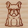 Bulldog Line Art Illustration A simple line drawing of a Bulldog sitting on its hind legs.