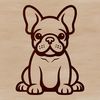 Playful French Bull Terrier Silhouette Simple line drawing illustration of a sitting French Bulldog.