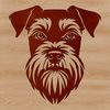 Image of a small-sized dog breed, the Miniature Schnauzer, with its distinctive head features and facial expression.