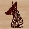 Elegant Doberman Pinscher Vector Portrait Vector design of a Doberman Pinscher's face featuring intricate details and textures.