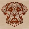 Ornate Dog Portrait Clip Art A high-quality vector illustration of a Rottweiler's head, designed for digital use and suitable for various applications.