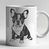 Free SVG Clip Art of a Happy Boston Terrier A vector illustration of a Boston Terrier sitting in front of a plain background, created using SVG technology.