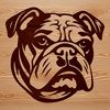 Free SVG Bulldog Clip Art A stylized illustration of a bulldog's head, suitable for use as clip art in various digital design applications.