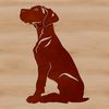 Beautiful Great Dane Vector Design A large breed dog sitting comfortably on the floor, depicted in a simple vector design.