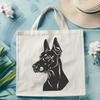 A vector illustration of a Doberman Pinscher's head with details suitable for clip art design.
