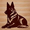 Beautiful German Shepherd Clip Art SVG An image of a German Shepherd lying down, suitable for vector art and commercial or personal use.