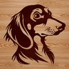 Cute Dog Head Silhouette Vector Graphic A small, playful dog breed with a long body and short legs.