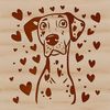 Adorable Great Dane Clipart Illustrative representation of a Great Dane dog breed with love hearts surrounding its head.