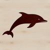 An artistic representation of a marine mammal leaping out of the water.