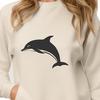 Whimsical Dolphin Ocean Scene A digital illustration of a dolphin in the ocean.