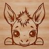 A donkey's head peeking out from behind foliage, suitable for vector art designs.