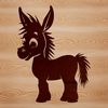 A cartoon donkey standing on four legs in a vector format.