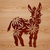An illustration of a donkey surrounded by intricate flower designs.