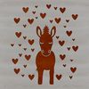 Adorable Standing Donkey SVG Design A cute standing donkey with love hearts surrounding its body, designed as vector art for various applications.