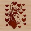 SVG Donkey Illustration with Love Symbols An illustrative image of a donkey's head featuring love symbols, suitable for various applications.