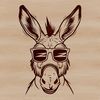 A digital illustration of a donkey's head with sunglasses on.