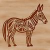 A standing donkey with ornate details.