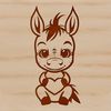 Sweet Donkey Friend A cute donkey sitting on the ground with love hearts surrounding it.