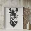 A simple illustration of a donkey's head with cool shades.