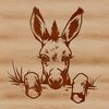 Donkey Peeking Through Fence Post Illustration An illustration of a cute donkey's head peeking from behind a fence post.