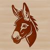 A digital illustration of a donkey's head with intricate details.