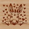 Donkey Peeking Out from Hearts Vector Art Cute cartoon donkey peeking out from behind hearts in vector format.