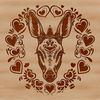 Donkey Head Illustration with Love Hearts A colorful illustration of a donkey's head adorned with ornate love hearts.