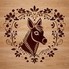 A donkey's head with ornate details, suitable for vector art projects.