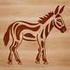 An ornate illustration of a standing donkey.