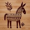 A standing donkey with ornate details in a vector format.