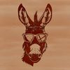 Adorable Donkey Clip Art A cartoon donkey with sunglasses on its head, designed as a vector graphic.