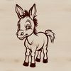 A standing donkey depicted in vector format as a clip art illustration.