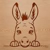 Friendly Forest Resident Donkey A cartoon donkey with its head peeking out from behind a leafy branch.