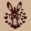 Cartoon Donkey Silhouette with Glasses A cartoon donkey with a head and wearing glasses in a stylized format.