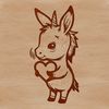 A standing donkey with love hearts integrated into its design.
