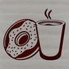 A colorful donut sitting on a cup, ready to be enjoyed with a hot beverage.