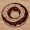A colorful illustration of a donut in various styles and sizes.