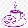 Colorful Donut Art Illustration A colorful illustration of a donut on a saucer next to a cup.